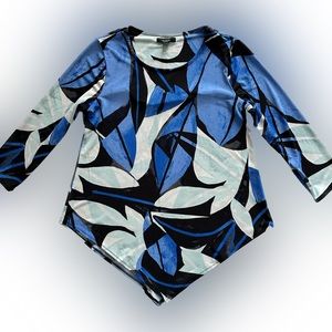 Alfani Petite Women's Blouse Floral Point-Hem Casual Top Size PS